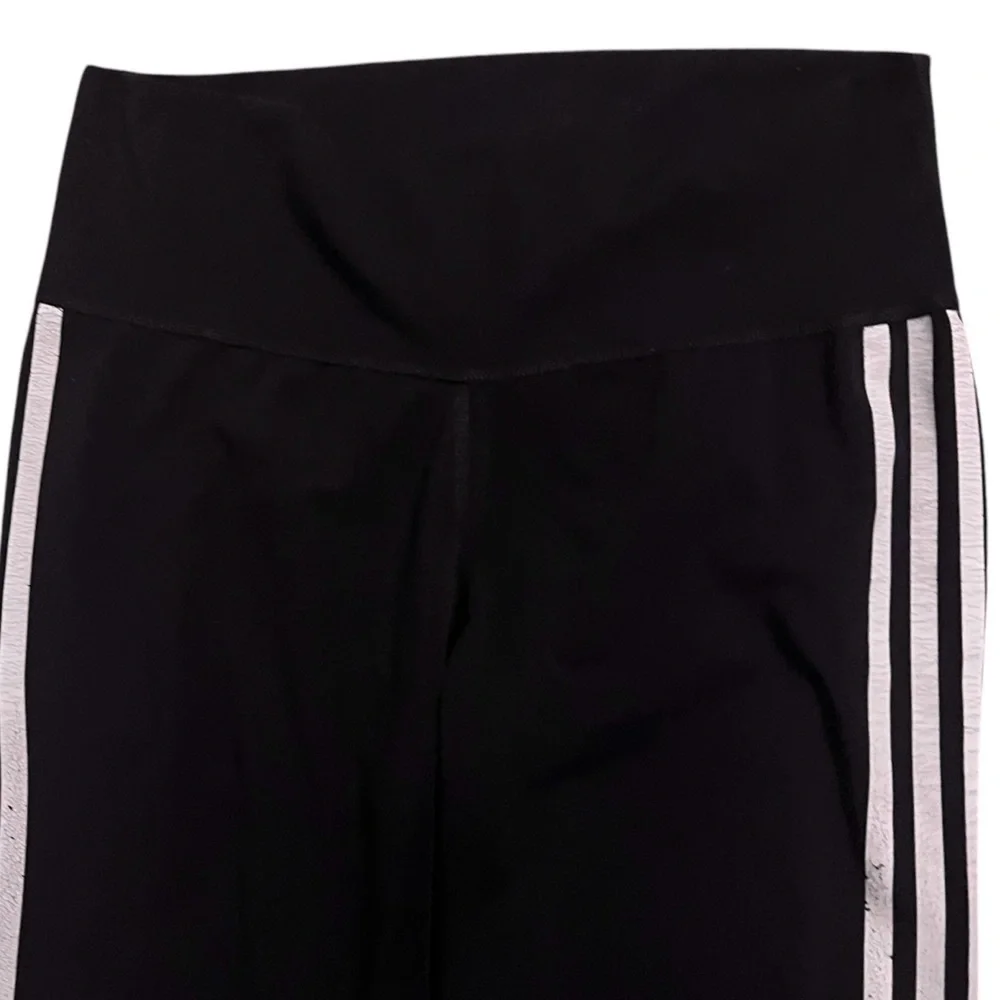 Adidas activewear yoga sports leggings black striped pocket wide waist Women M